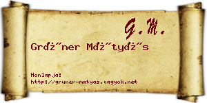 Grüner Mátyás névjegykártya
